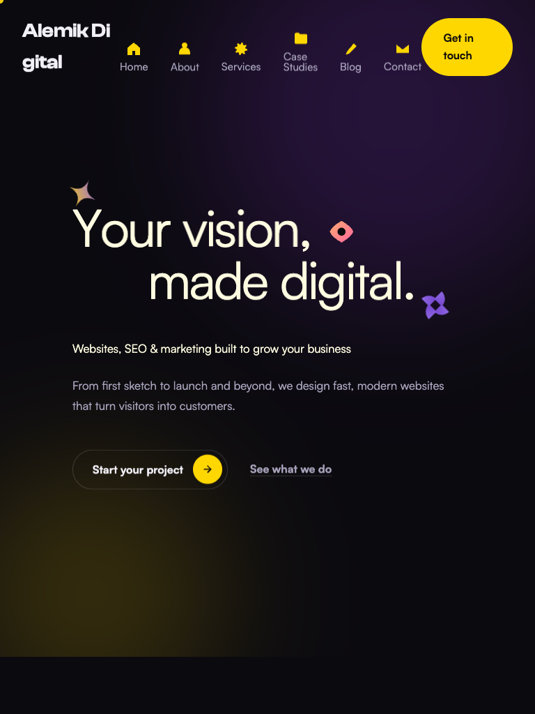 New Alemik Digital site on tablet