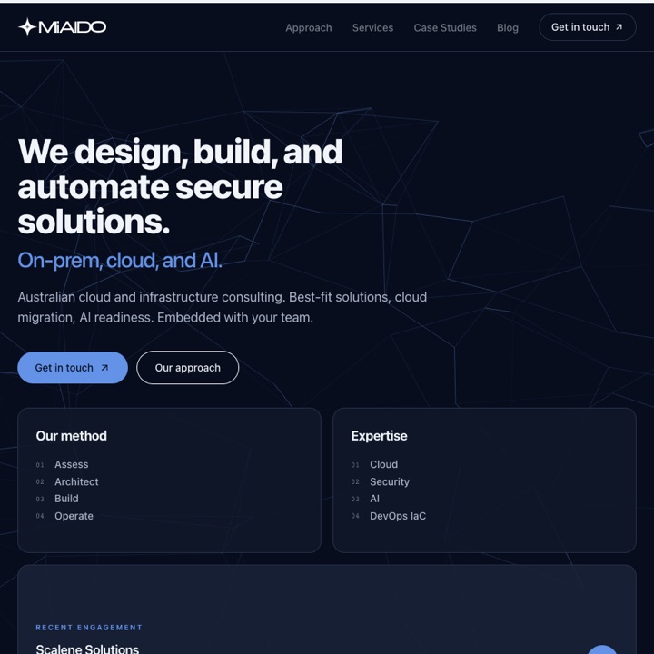 Mialdo consulting website homepage