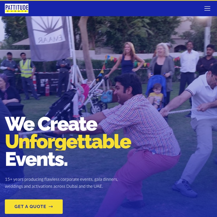 Pattitude Events website homepage